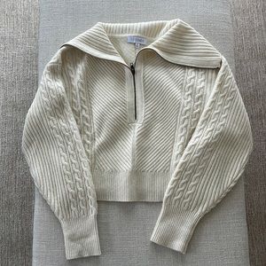 Intermix Cropped Half Zip Sweater